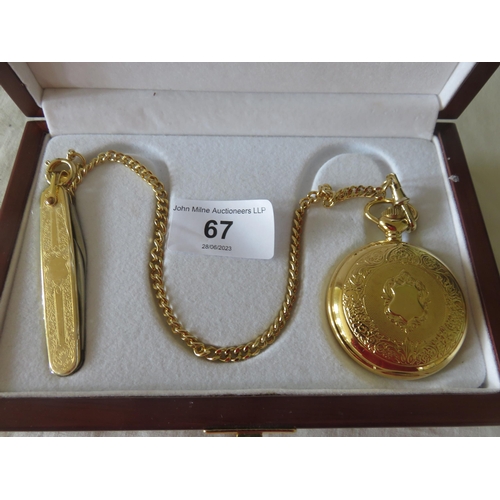 67 - Colibri Gilt Pocket Watch and Pen Knife Set