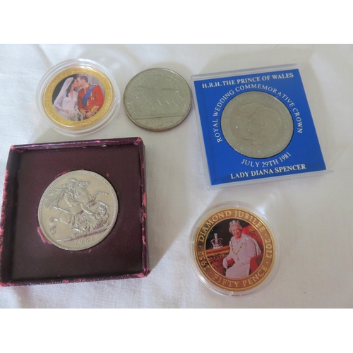 81 - 2002 £5 Coin And Two Royal Wedding Commemorative Coins