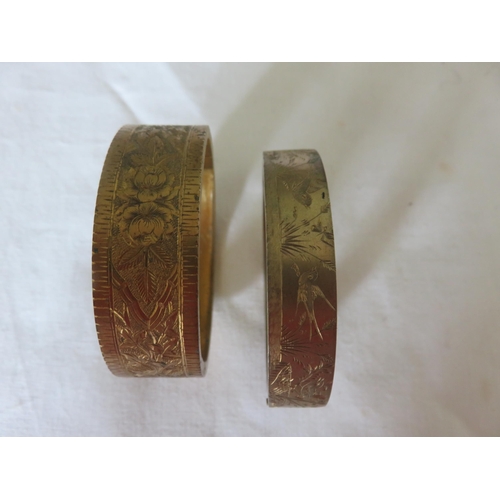 91 - Two Victorian Engraved Yellow Metal Bangles