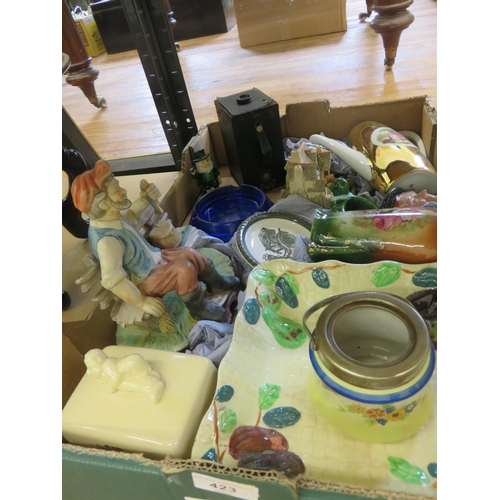 423 - Box of Bric-a-Brac including Dinnerware and Camera