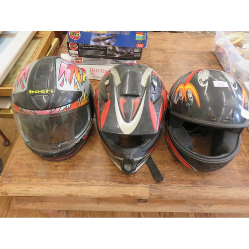 430 - Three Motorcycle Helmets