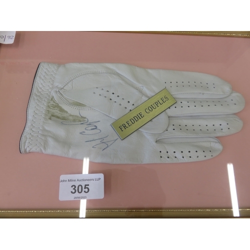 305 - Gilt Framed Signed Golf Glove 