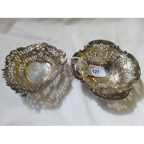 127 - Two Openwork Silver Bon Bon Dishes, 3 troy ozs.