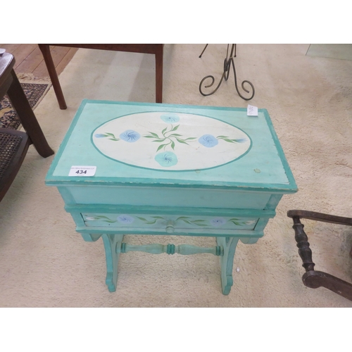 434 - Blue Painted Sewing Box