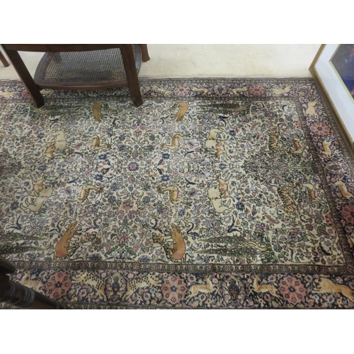 436 - Fringed Indian Silk Rug With All Over Design