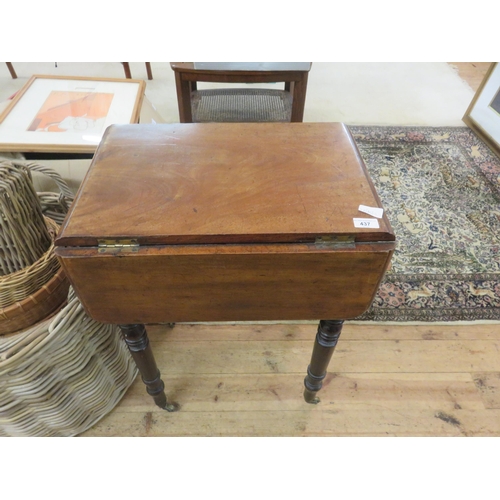 437 - Mahogany Drop Leaf two drawer Table