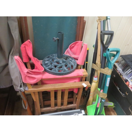 454 - Folding Chairs, Assorted Garden Tools