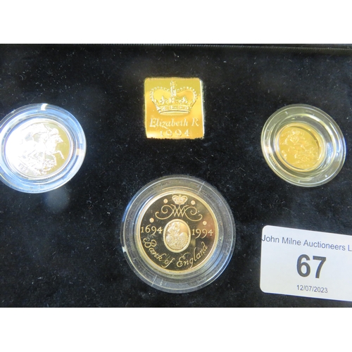 67 - 1994 U.K. Gold Proof Sovereign Three Coin Set