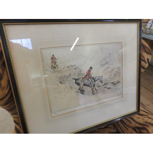 49 - Four Framed Coloured Etchings -Hunting Scenes - Limited Edition. Signed Tom Carr