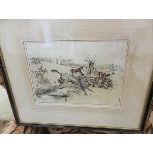 49 - Four Framed Coloured Etchings -Hunting Scenes - Limited Edition. Signed Tom Carr