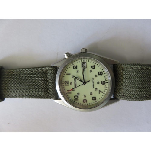 103 - Seiko Kinetic Military type watch, Lumbrite dial