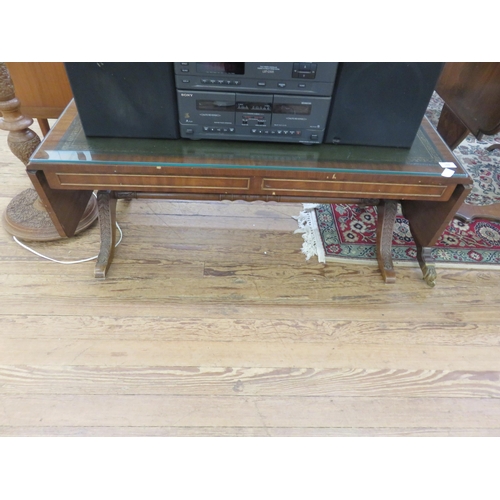 388 - Mahogany and Leather Top Sofa Table