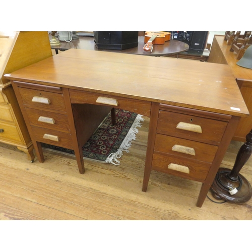 398 - Oak Double Pedestal Desk