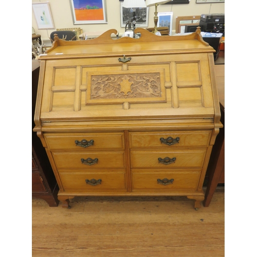 400 - Oak Carved Bureau