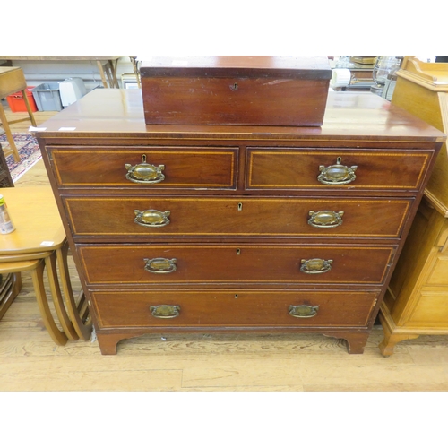 401 - Mahogany Inlaid Chest of three long and two short drawers