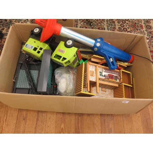 405 - One box of Childrens Toys, Battleships, Cricket Bat, Fishing Rod