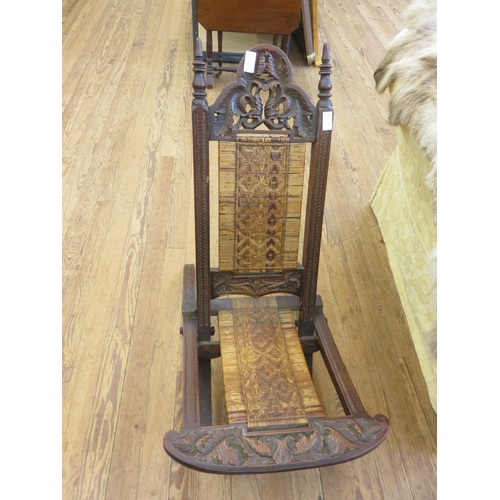 411A - Indian/South East Asian Hardwood Wicker Deck Chair