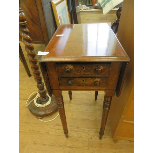 418 - Small Mahogany two drawer Drop Leaf Table