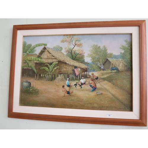 62 - Large Framed Oil on Canvas  Eastern Scene - signed