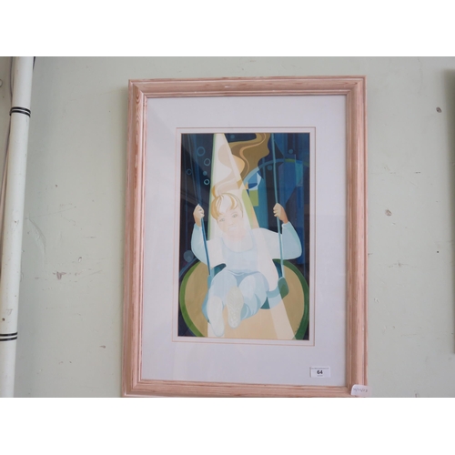 64 - Framed Gouache Painting 