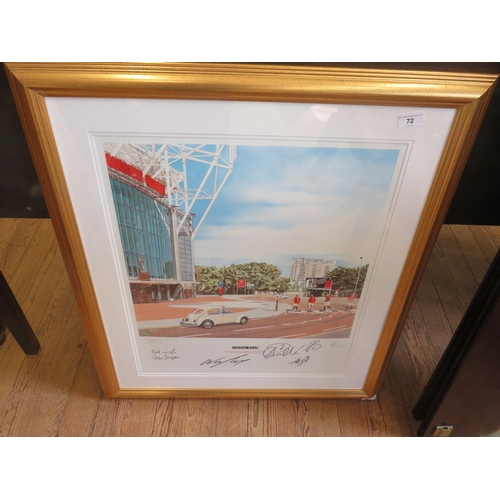 72 - Framed and Signed Print of Old Trafford