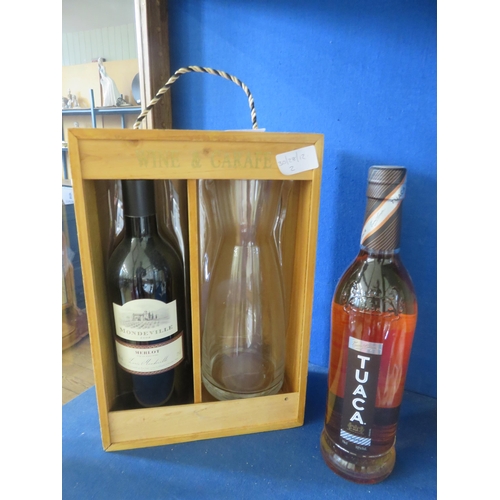 94 - Cased Wine and Carafe set, one Bottle Tuaca Liqueur