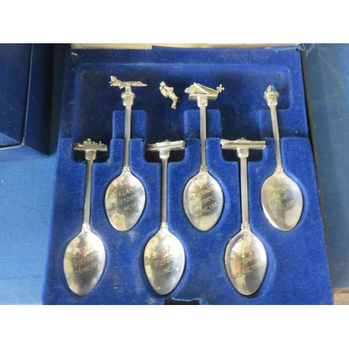 95 - Cased set of 6 Falkland War spoons