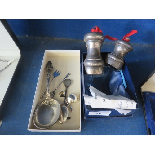 96 - Two Silver Pepper Mills and Silver Cutlery