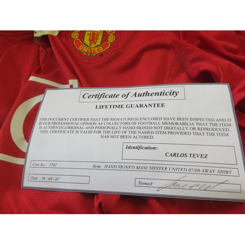 421 - Two Carlos Teves Manchester United Signed Shirts