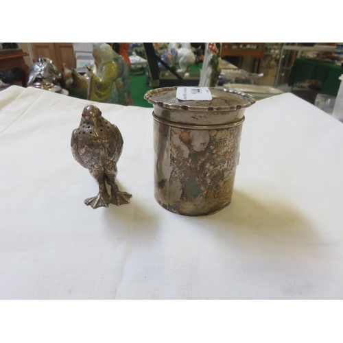 144 - Silver Trinket Box and White Metal Bird