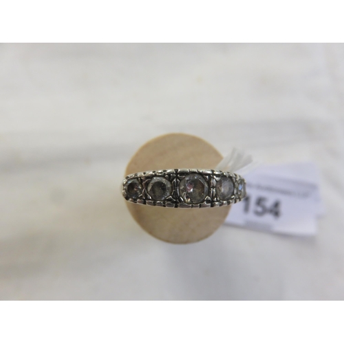 154 - White Metal and White Stone Dress Ring