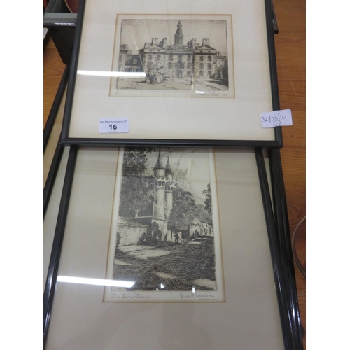 16 - Four various framed Etchings