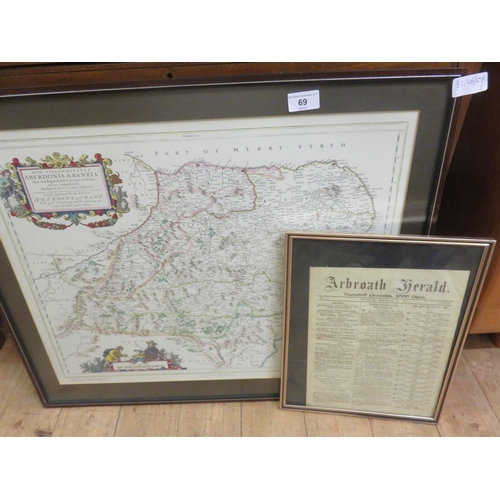 69 - Map of Aberdeenshire and Declaration of Arbroath Print