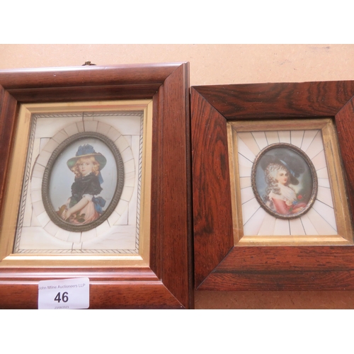 46 - Pair of Miniature Portrait Pictures.