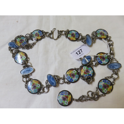 127 - Enamel and Blue Stone Necklace