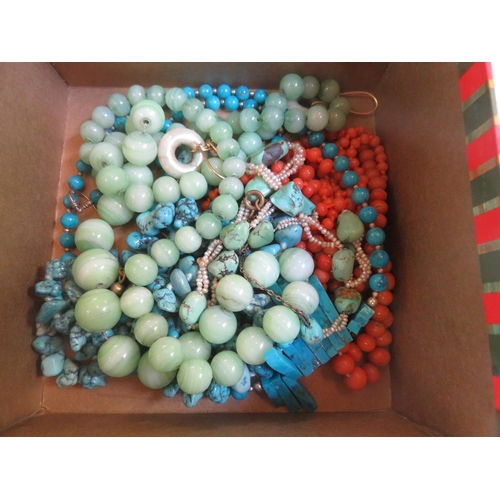 232 - Box containing Coral, Turquoise and Jadeite Jewellery