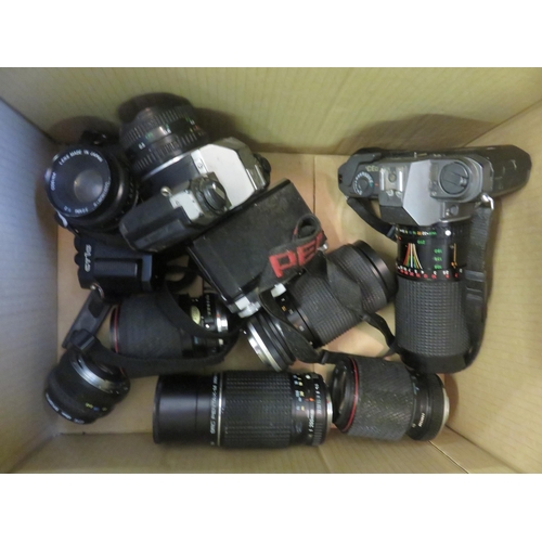 292 - Box of Cameras and Lenses