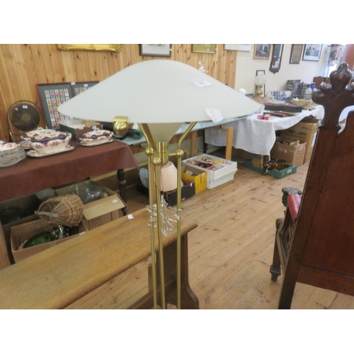 398 - Modern Brass and Glass shade Standing Lamp