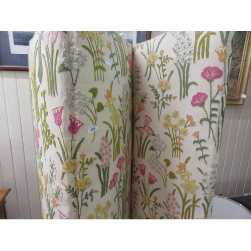 438 - Floral Patterned Upholstered Four Part Folding Screen