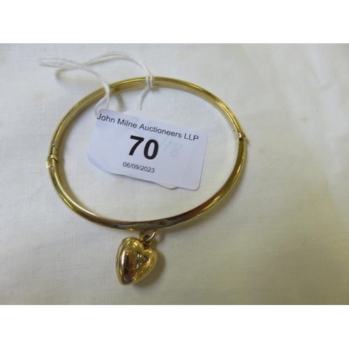 70 - Victorian 15ct. Gold Bangle with Diamond Locket, 8 grams