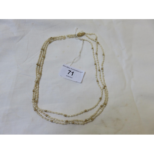 71 - 14ct. Gold and Seed Pearl Necklace