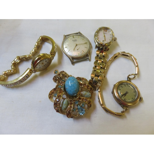 89 - Three Wristwatches, Watch Face and Brooch