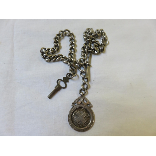 96 - Antique Double Albert Watch Chain with Silver Fob