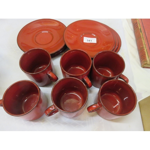 341 - Six Piece Red Villeroy and Boch Tea Set