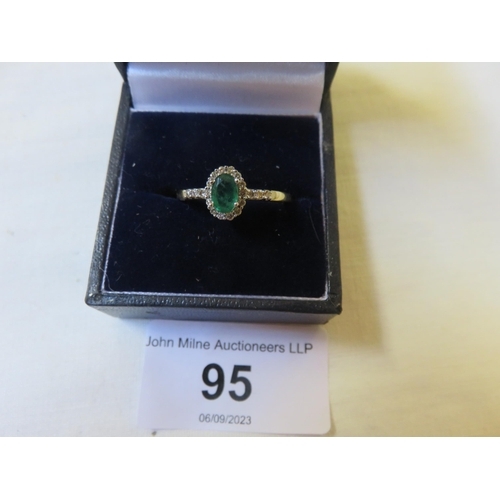 95 - Gold Diamond Emerald Ring