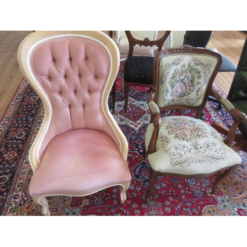 378 - Tapestry Chair and Button Back Chair