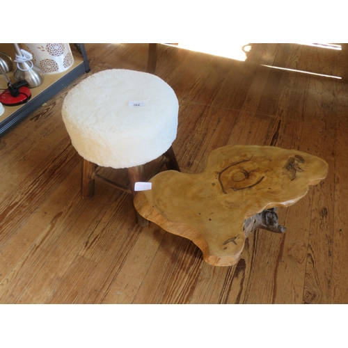 384 - Hardwood Stool on tree stump plus one other