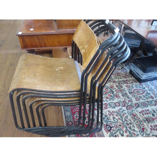 399 - Set of six Wooden and Metal Stacking Chairs