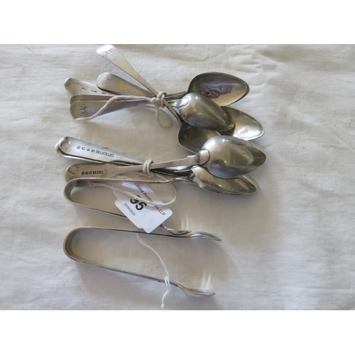 95 - Quantity of Aberdeen Silver Spoons and two Plated Tongs