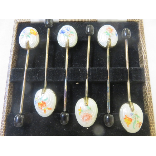 109 - Set of six Silver and Enamel Coffee Spoons